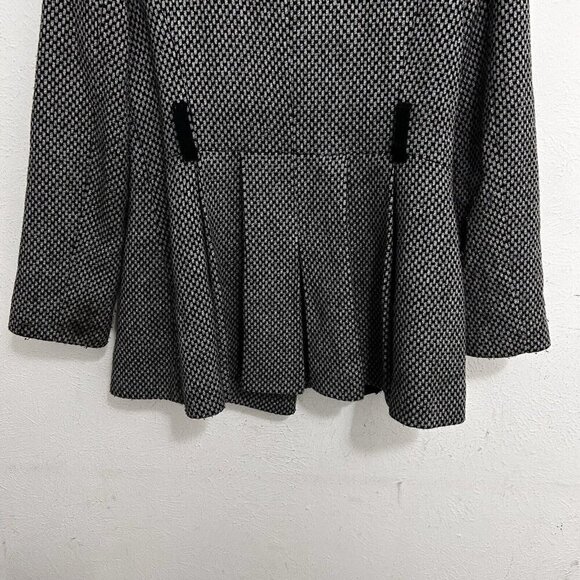 Via Spiga Coat Black Gray Check Double Breasted Peacoat Jacket Wool Cotton Sz 10 - Picture 7 of 12